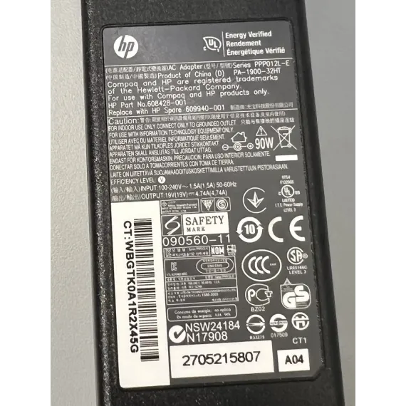 Brukt HP 608428-001 Strømadapter – 90W 19V 4.74A