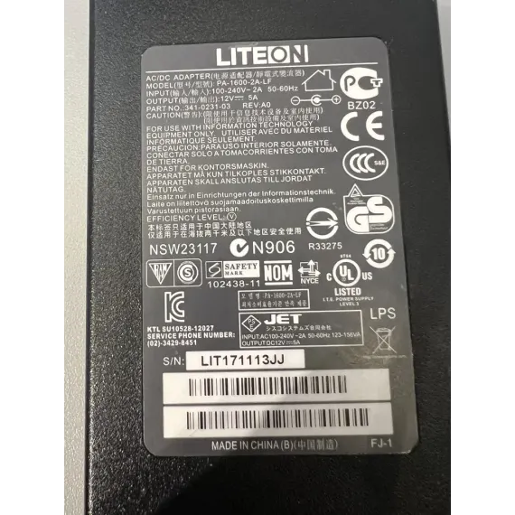 LITEON PA-1600-2A-LF Strømadapter 12V 5A – Brukt (Cisco-kompatibel)