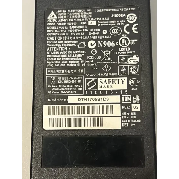 Brukt Delta Electronics 12V 5A Strømforsyning – For Cisco-utstyr