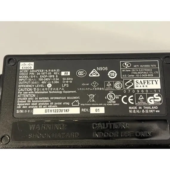 Cisco Strømforsyning 48V 0.38A – Modell EADP-18FB B