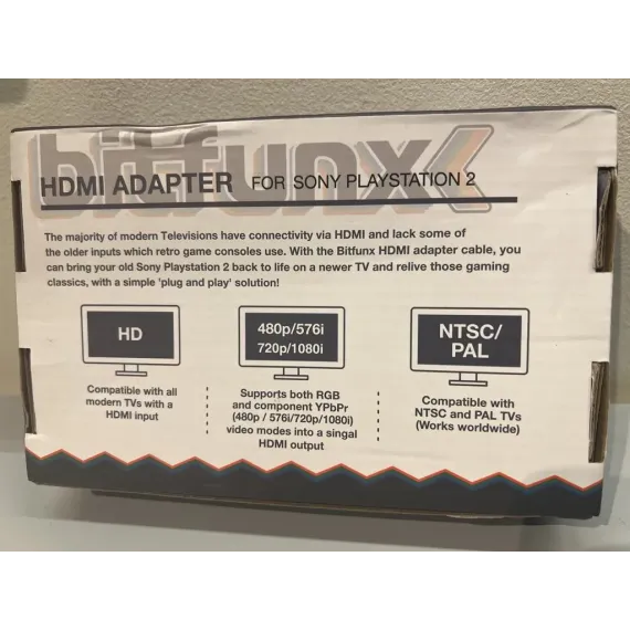 Bitfunx HDMI Adapter for PlayStation 2 – Ny, HDMI + USB-strøm
