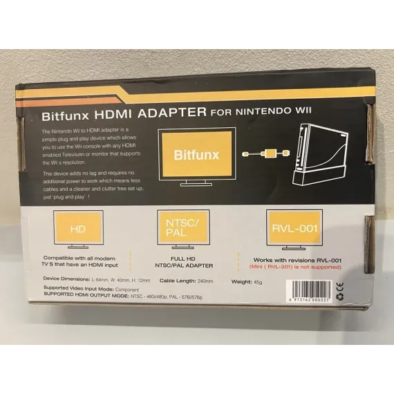 Bitfunx HDMI Adapter for Nintendo Wii – Full HD, Plug & Play (NY)
