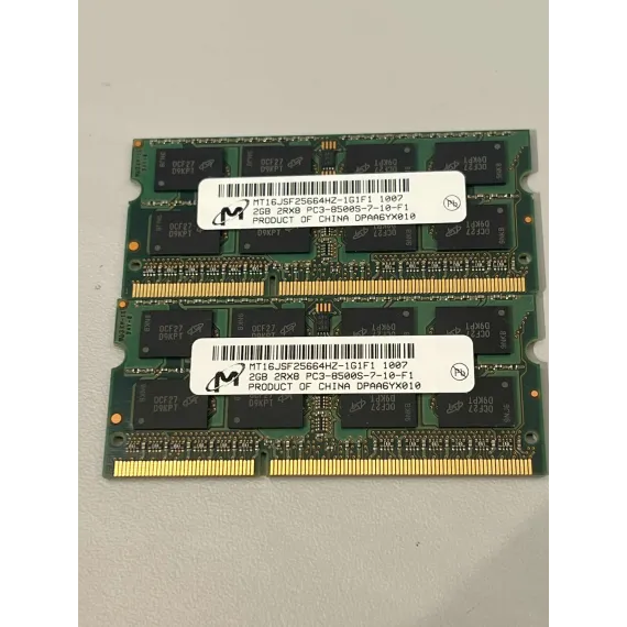 2 stk. Micron 2GB DDR3 SO-DIMM PC3-8500S – 1066MHz Laptopminne
