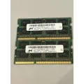 2 stk. Micron 2GB DDR3 SO-DIMM PC3-8500S – 1066MHz Laptopminne