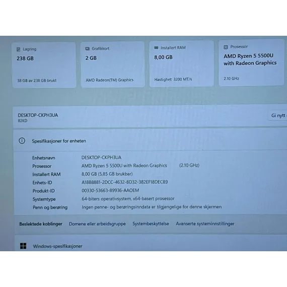 Lenovo V15 Gen 2 – Ryzen 5 / 8GB RAM / 256GB SSD / Win 11 Pro (2022)